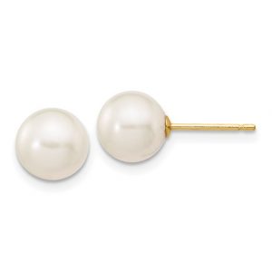 7.5-8MM Cultured Pearl Stud Earring 14KT   *FINAL SALE*