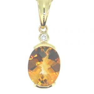 Genuine Citrine Oval 2.30CT & .03CT Diamond Pendant with Chain 14KT   **CLEARANCE-FINAL SALE**