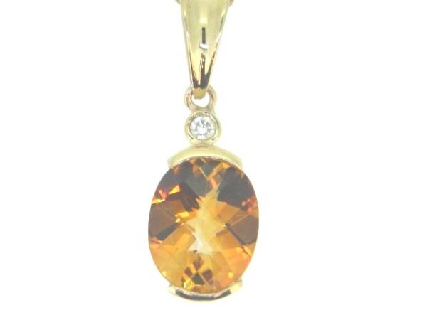 Genuine Citrine Oval 2.30CT & .03CT Diamond Pendant with Chain 14KT   **CLEARANCE-FINAL SALE**