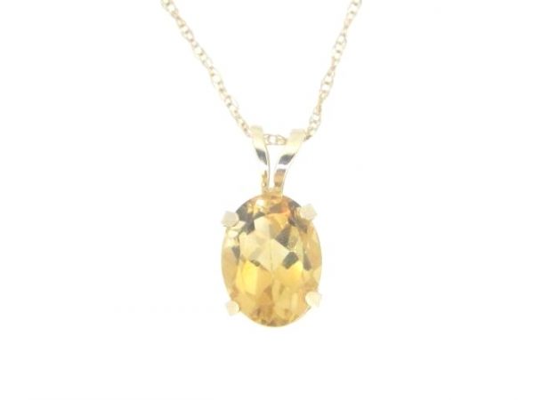 Genuine Citrine Oval 8X6 Pendant with Chain 10KT    **CLEARANCE-FINAL SALE**