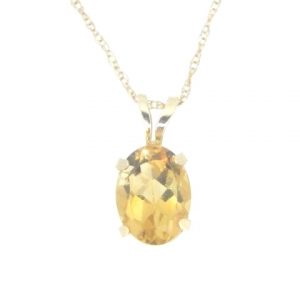 Genuine Citrine Oval 8X6 Pendant with Chain 10KT    **CLEARANCE-FINAL SALE**