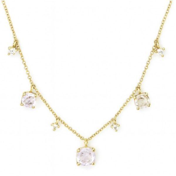 Genuine White Sapphire 2.30TCW & .07TCW Diamond Multi Drop Necklace/Adjustable 14KT     **CLEARANCE-FINAL SALE**