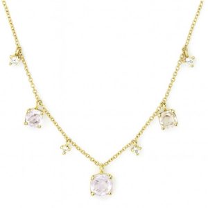 Genuine White Sapphire 2.30TCW & .07TCW Diamond Multi Drop Necklace/Adjustable 14KT *CLEARANCE-FINAL SALE*