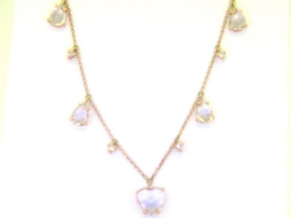 Genuine White Sapphire 4.0TCW & .10TCW Diamond Multi Drop Necklace/Adjustable 14KT PK     **CLEARANCE-FINAL SALE**