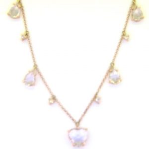 Genuine White Sapphire 4.0TCW & .10TCW Diamond Multi Drop Necklace/Adjustable 14KT PK     **CLEARANCE-FINAL SALE**