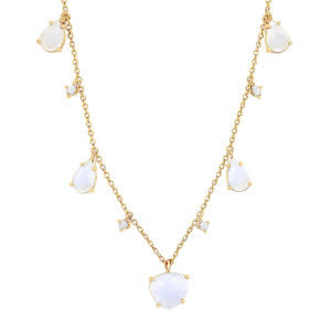 Genuine White Sapphire 4.0TCW & .10TCW Diamond Multi Drop Necklace/Adjustable 14KT PK *CLEARANCE-FINAL SALE*