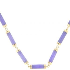 Genuine Lavender Jade 22 x Column Link 18" Necklace 14KT/4MM **Colour & Quality Enhanced**