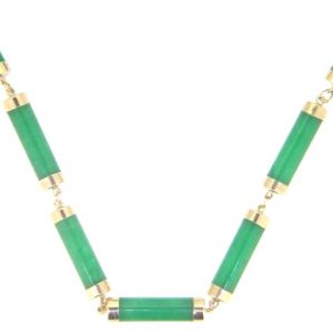 Genuine Jade 22 x Column Link 18" Necklace 14KT/4MM **Colour & Quality Enhanced**