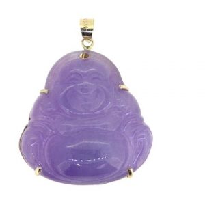 Genuine Lavender Jade Enhanced Buddha Claw & Framed Pendant 14KT/27MM   **Colour & Quality Enhanced**