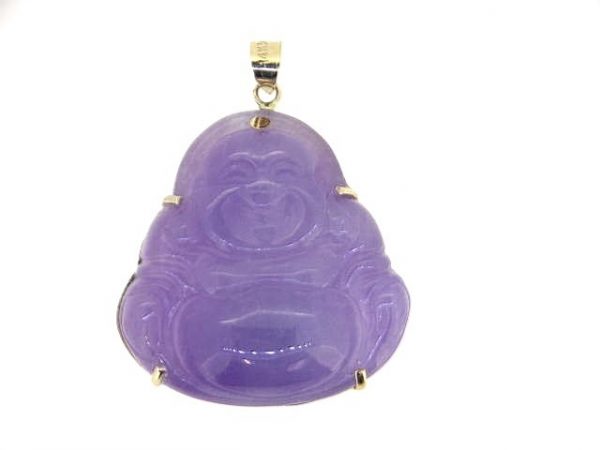Genuine Lavender Jade Enhanced Buddha Claw & Framed Pendant 14KT/27MM   **Colour & Quality Enhanced**