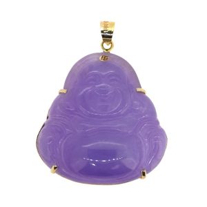 Genuine Lavender Jade Enhanced Buddha Claw & Framed Pendant 14KT/27MM   **Colour & Quality Enhanced**