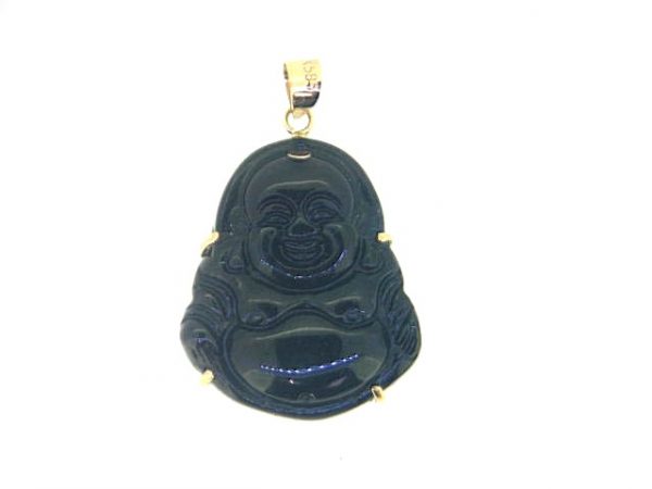 Black Onyx Buddha Claw & Framed Pendant 14KT/20MM