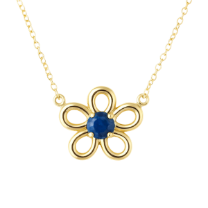Genuine Blue Sapphire Dainty Daisy 16" Necklace 10KT     *CLEARANCE-FINAL SALE*
