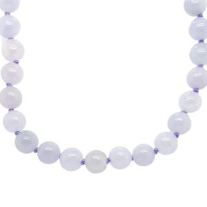 Lavender Jade 7.5-8MM Bead 18" Necklace 14KT Clasp