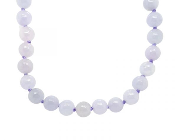 Lavender Jade 7.5-8MM Bead 18" Necklace 14KT Clasp