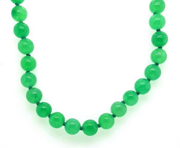 Genuine Jade Enhanced 7.5-8MM Bead 18" Necklace 14KT Clasp