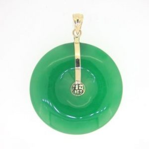 Genuine Jade Enhanced Flat Donut Pendant 14KT/25MM **Colour & Quality Enhanced**