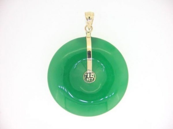 Genuine Jade Enhanced Flat Donut Pendant 14KT/25MM **Colour & Quality Enhanced**