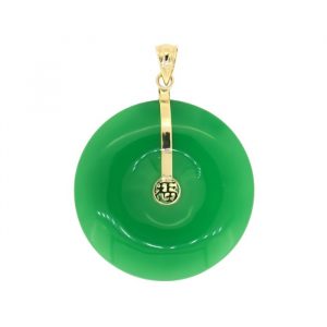 Genuine Jade Enhanced Flat Donut Pendant 14KT/25MM **Colour & Quality Enhanced**
