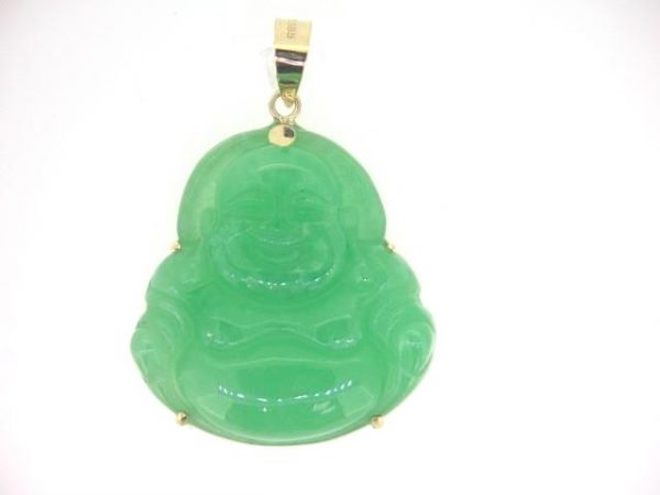 Genuine Jade Enhanced Buddha Claw Framed Pendant 14KT/16MM   **Colour & Quality Enhanced**