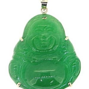 Genuine Jade Enhanced Buddha Claw &  Framed Pendant 14KT/38MM   **Colour & Quality Enhanced**