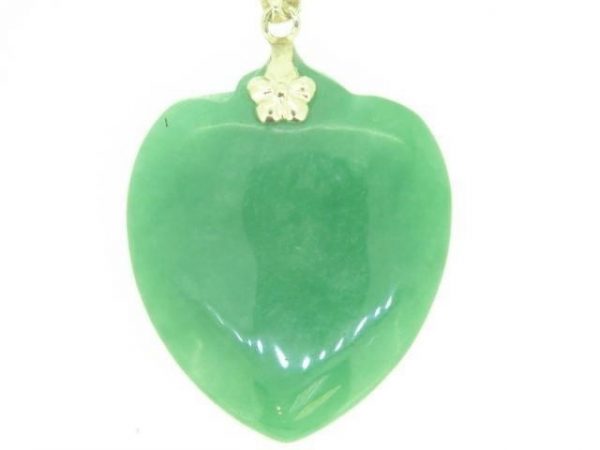 Genuine Jade Enhanced Heart Pendant 14KT/25MM   **Colour & Quality Enhanced**