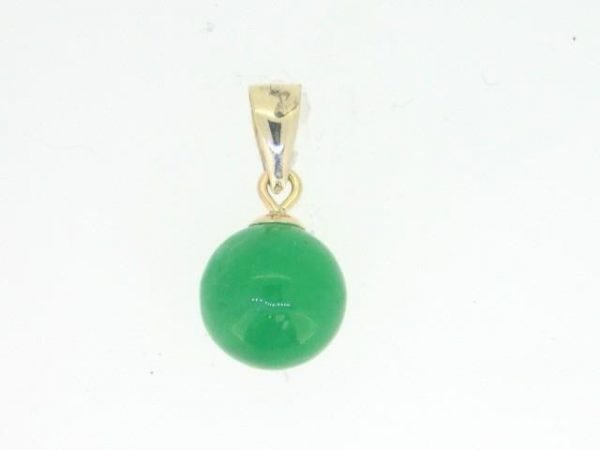 Genuine Jade Enhanced Ball Pendant 14KT/7MM   **Colour & Quality Enhanced**