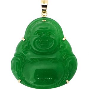 Genuine Jade Enhanced Buddha Claw &  Framed Pendant 14KT/30MM   **Colour & Quality Enhanced**