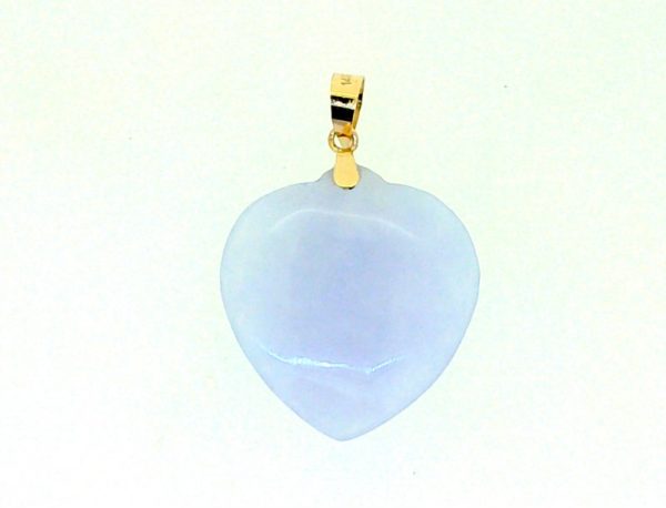 Genuine Lavender Jade Heart Pendant 14KT/25MM  **Colour & Quality Enhanced**