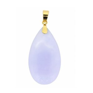 Genuine Lavender Jade Enhanced Pear Shape Pendant 14KT/35MM   **Colour & Quality Enhanced**