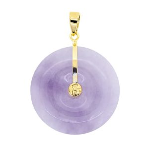 Genuine Lavender Jade Flat Donut Pendant 14KT/26MM   **Colour & Quality Enhanced**