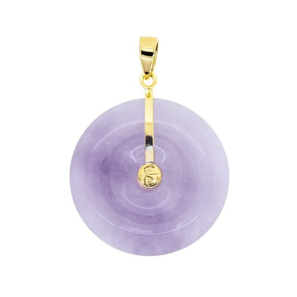 Genuine Lavender Jade Flat Donut Pendant 14KT/23MM   **Colour & Quality Enhanced**