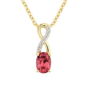Gen. Pink Tourmaline 6x4 & .03TCW Diamond Accented Infinity Design Pendant with 18" Chain 10KT