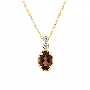 Gen. Garnet 6x4mm & .04tcw Diamond Pendant with 18" Chain 10KT