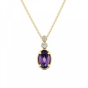 Gen. Amethyst 6x4mm & .04tcw Diamond Pendant with 18" Chain 10KT