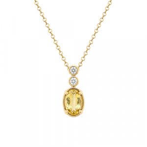 Gen. Citrine 6x4mm & .04tcw Diamond Pendant with 18" Chain 10KT