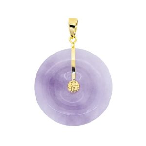 Genuine Lavender Jade Flat Donut Pendant 14KT/22MM   **Colour & Quality Enhanced**