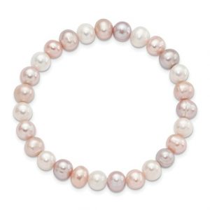 8-8.5MM Cultured Fresh Water Pearl Pastel Tones Stretch Bracelet *Colour Enhanced