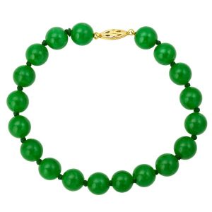 Genuine Jade Enhanced 7.5-8MM Bead 7.5" Bracelet 14KT Clasp    **Colour & Quality Enhanced**
