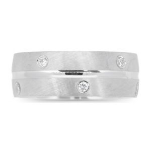 8MM Satin Finish Cubic Zirconia Wedding Band Sterling Silver/SIZE 10 *CLEARANCE-FINAL SALE*