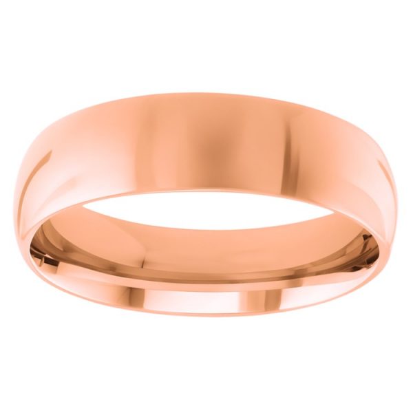 6MM Comfort Fit Dome Wedding Band 10KT PK/SIZE 6
