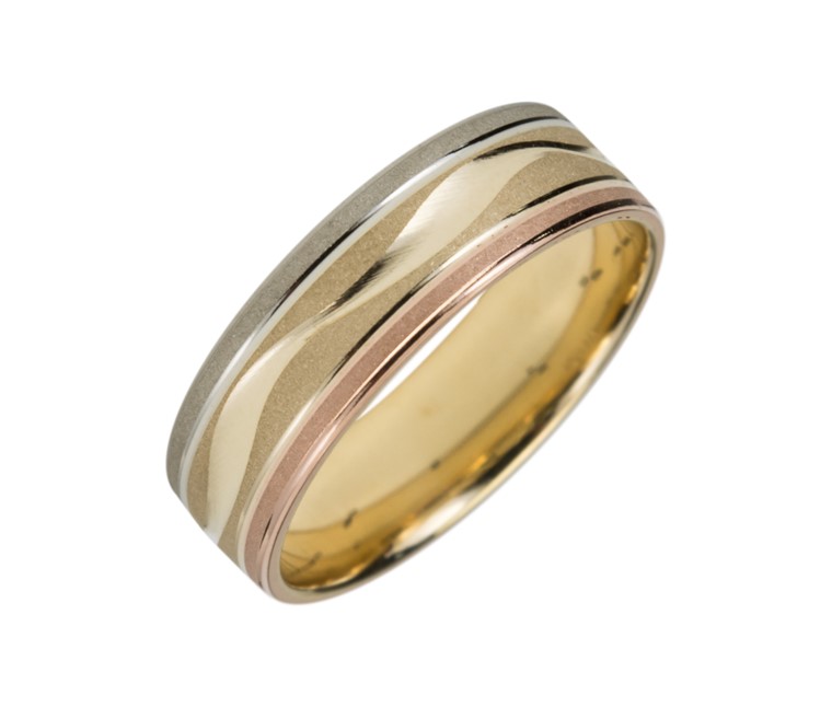 Patterned gold clearance wedding rings