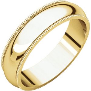 5MM Dome Comfort Fit Milled Edge Wedding Band 10KT/SIZE 6
