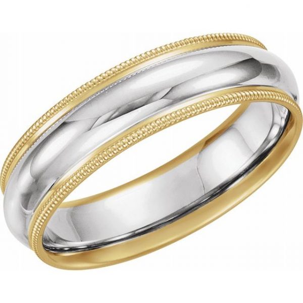6MM Comfort Fit Dome Milled Edge Wedding Band 10KT TT/SIZE 9