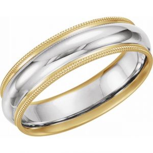 6MM Comfort Fit Dome Milled Edge Wedding Band 10KT TT/SIZE 9 *CLEARANCE-FINAL SALE*
