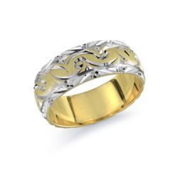 8MM D.Cut Engraved Dome Wedding Band 10KT TT/SIZE 7 *CLEARANCE-FINAL SALE*