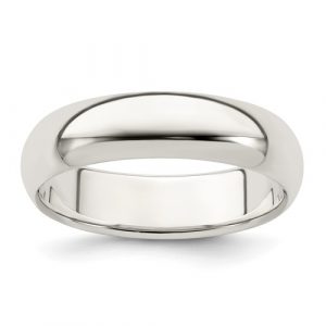 6MM Sterling Silver & Gold, Domed Brushed Wedding Band