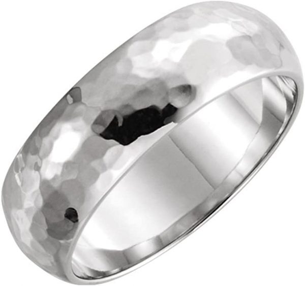 6MM Dome Hammered Finish Wedding Band Sterling Silver/SIZE 10