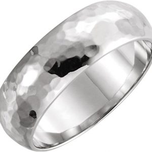 6MM Dome Hammered Finish Wedding Band Sterling Silver/SIZE 10
