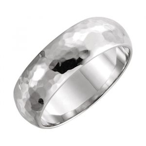 6MM Dome Hammered Finish Sterling Silver Wedding Band/Size 7